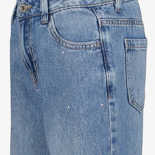 Meisjes jeans met strass steentjes en wijde pijpen
