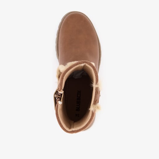 Meisjes enkellaarsjes met imitatiebont cognac