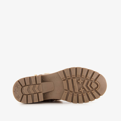 Meisjes enkellaarsjes met imitatiebont cognac