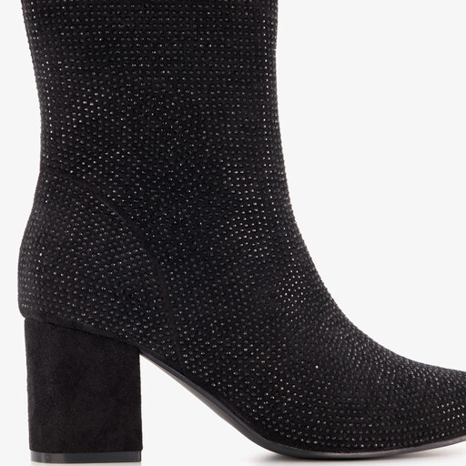 Dames glitter enkellaarsjes met hak