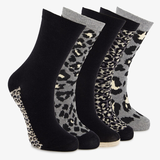 5 paar dames sokken met panterprint