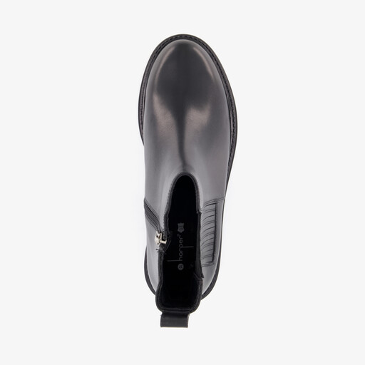 Lage leren dames chelsea boots zwart
