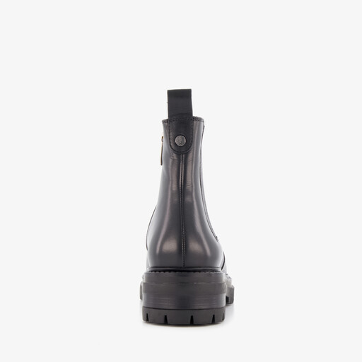 Lage leren dames chelsea boots zwart