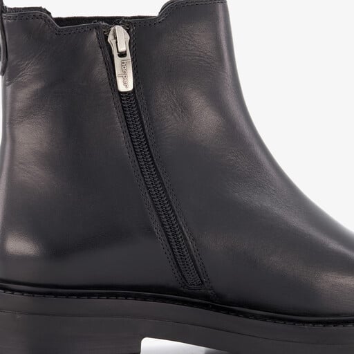 Lage leren dames chelsea boots zwart