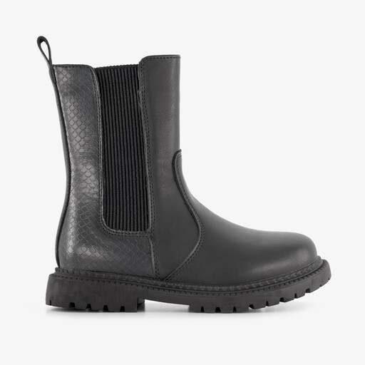 Meisjes Chelsea boots met croco dessin zwart