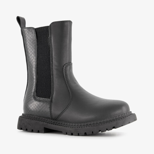 Meisjes Chelsea boots met croco dessin zwart