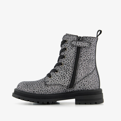 Meisjes veterboots met hartje zilver