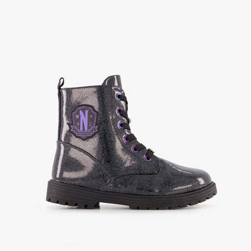 Meisjes veterboots met glitters zwart