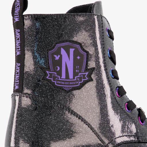 Meisjes veterboots met glitters zwart