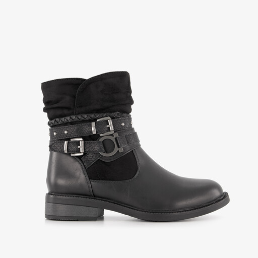 Dames enkellaarsjes met gespen zwart
