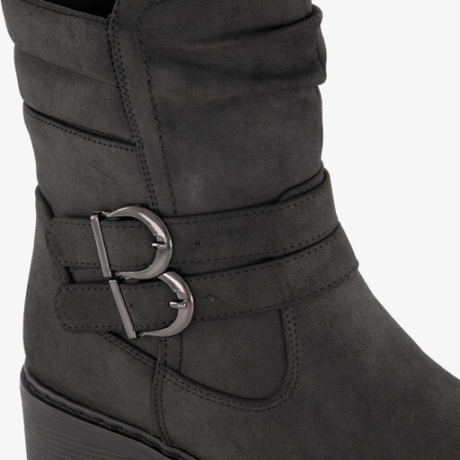 Dames biker enkellaarsjes met hak zwart