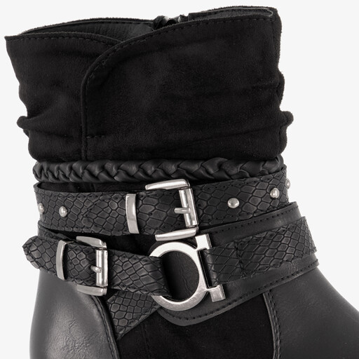 Dames enkellaarsjes met gespen zwart