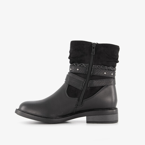 Dames enkellaarsjes met gespen zwart