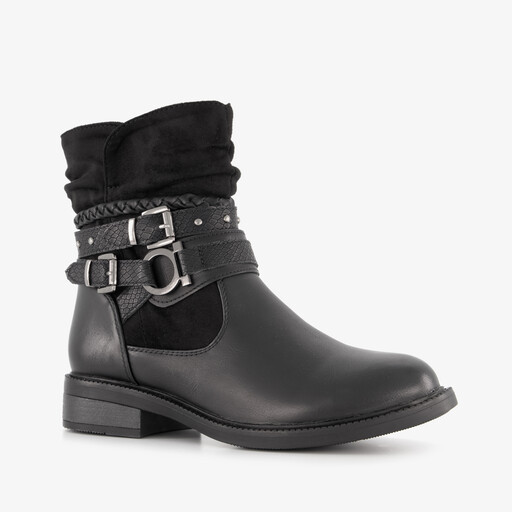 Dames enkellaarsjes met gespen zwart