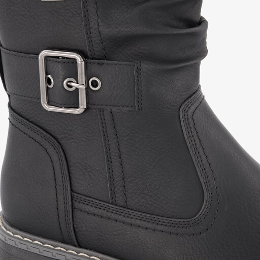 Dames enkellaarsjes met gesp zwart