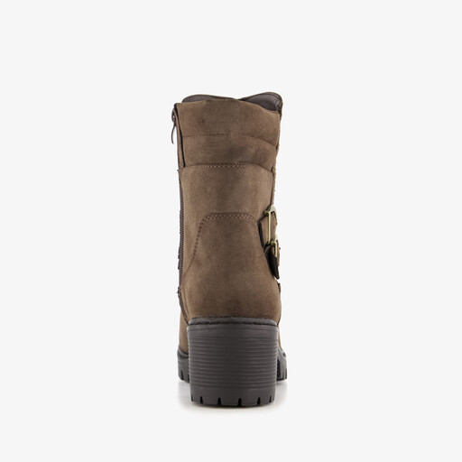 Dames biker boots met hak bruin