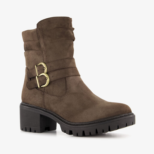Dames biker boots met hak bruin