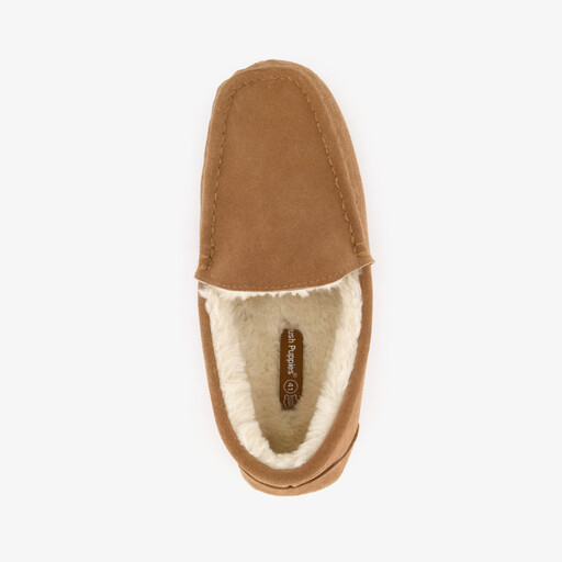 Suède heren pantoffels cognac