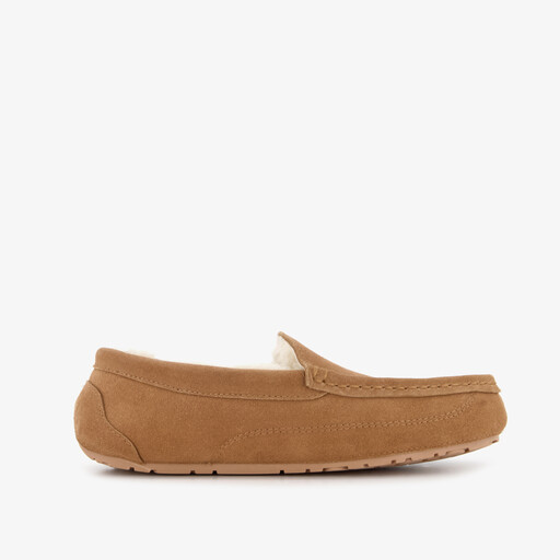 Suède heren pantoffels cognac