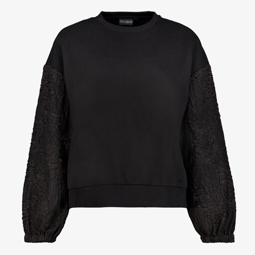 Dames sweater met bloempatroon op de mouwen