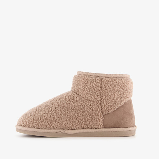 Gevoerde teddy pantoffels beige