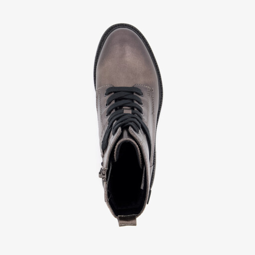 Dames veterboots metallic grijs