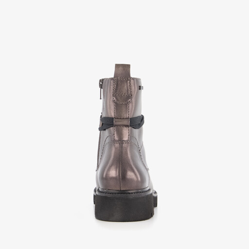 Dames veterboots metallic grijs
