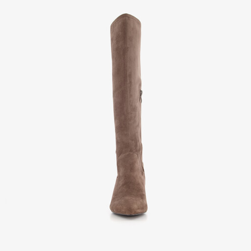 Suèdelook dames laarzen met hak bruin