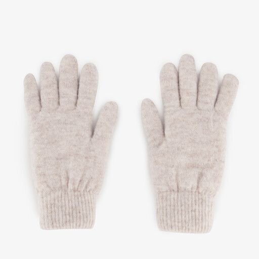 Gebreide dames handschoenen beige