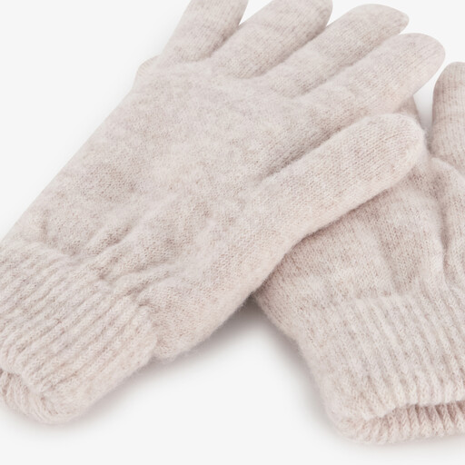 Gebreide dames handschoenen beige