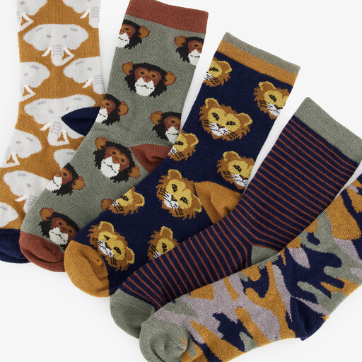 5 paar kindersokken met jungle dieren