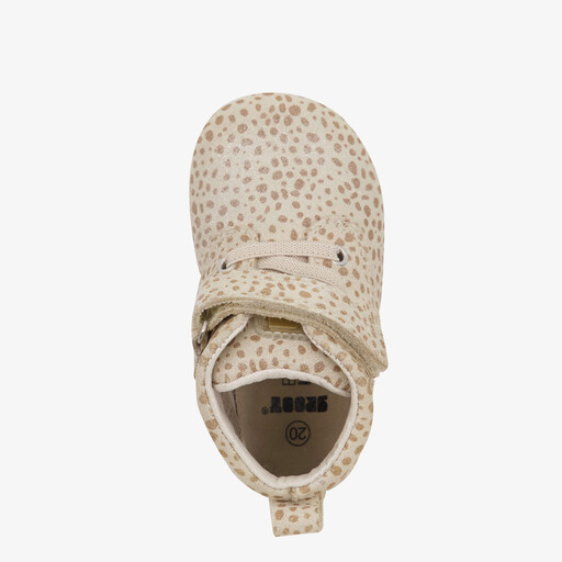 Leren babyschoenen beige met stippenprint