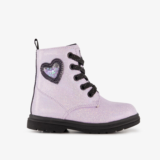 Meisjes veterboots met glitters lichtroze