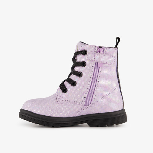 Meisjes veterboots met glitters lichtroze