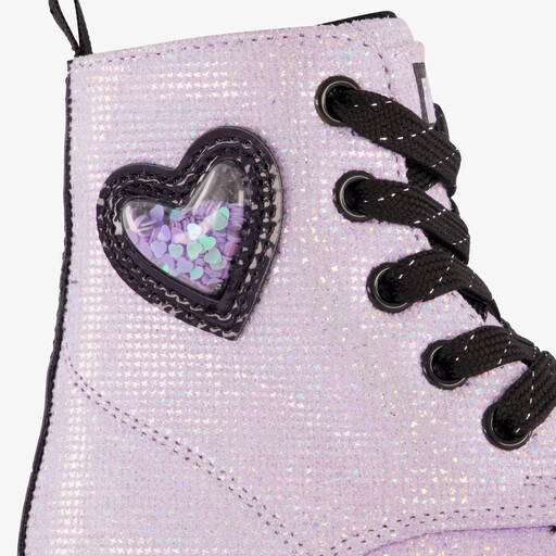 Meisjes veterboots met glitters lichtroze
