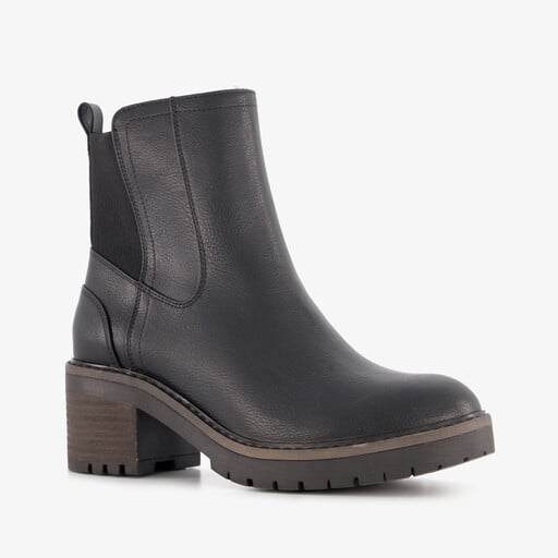 Dames Chelsea boots met hak zwart