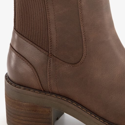 Dames Chelsea boots met hak bruin