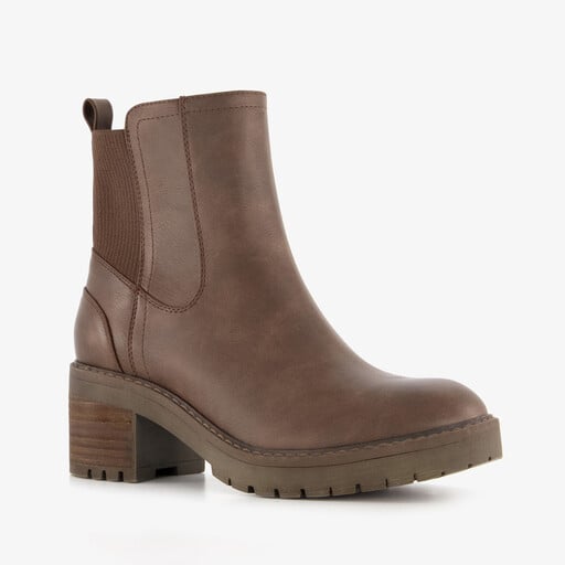 Dames Chelsea boots met hak bruin