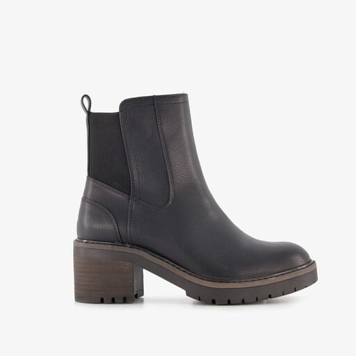 Dames Chelsea boots met hak zwart