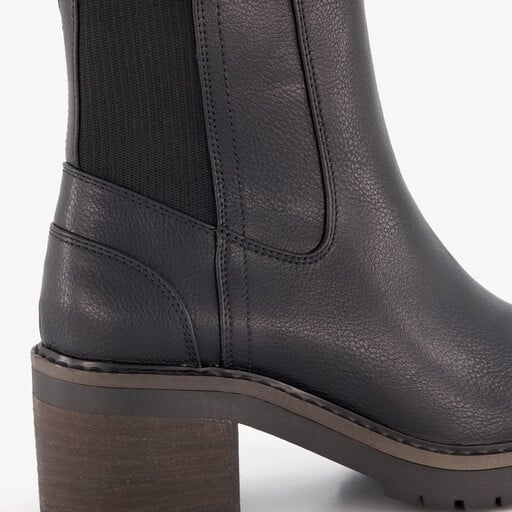 Dames Chelsea boots met hak zwart