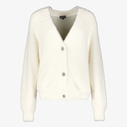 Dames vest met zilverkleurige knopen wit