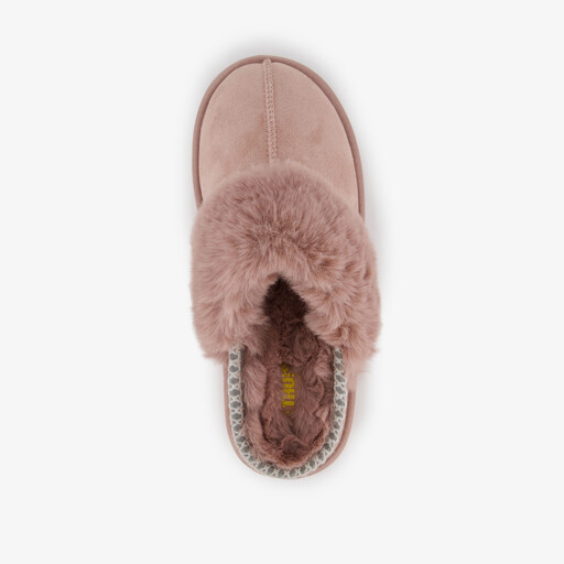 Gevoerde dames pantoffels imitatiebont bruin