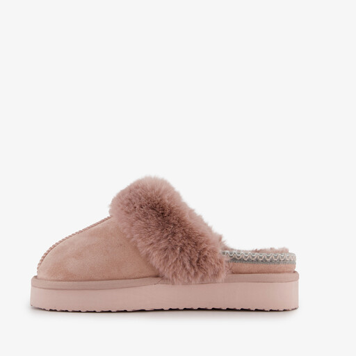 Gevoerde dames pantoffels imitatiebont bruin