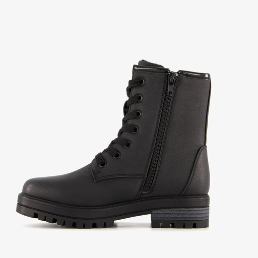Meisjes veterboots met hartjes zwart