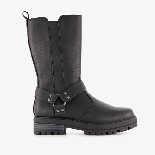 Hoge meisjes biker laarzen met studs zwart