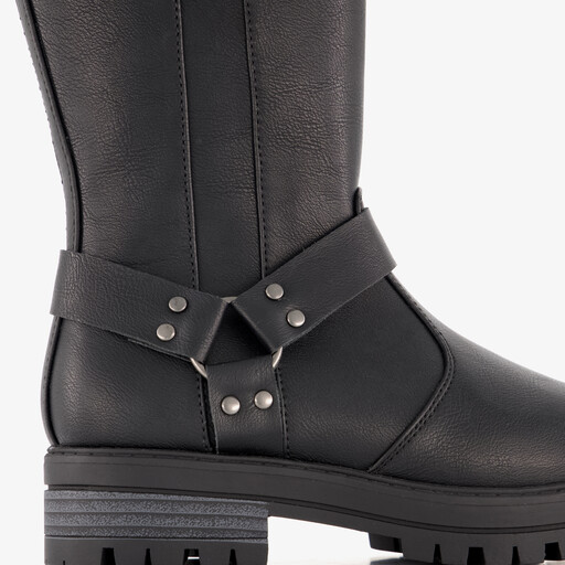 Hoge meisjes biker laarzen met studs zwart