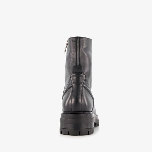 Leren dames veterboots zwart