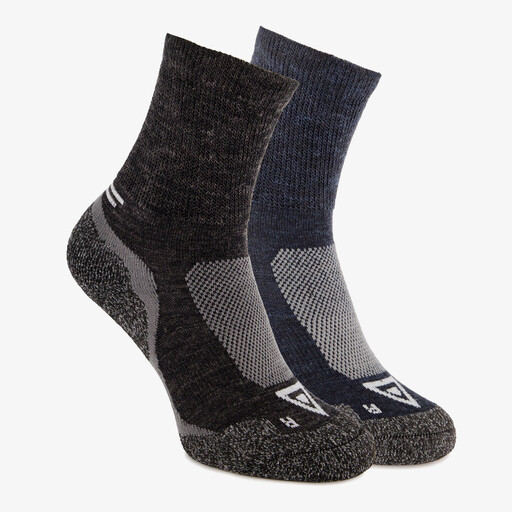 2 paar unisex wandelsokken blauw zwart