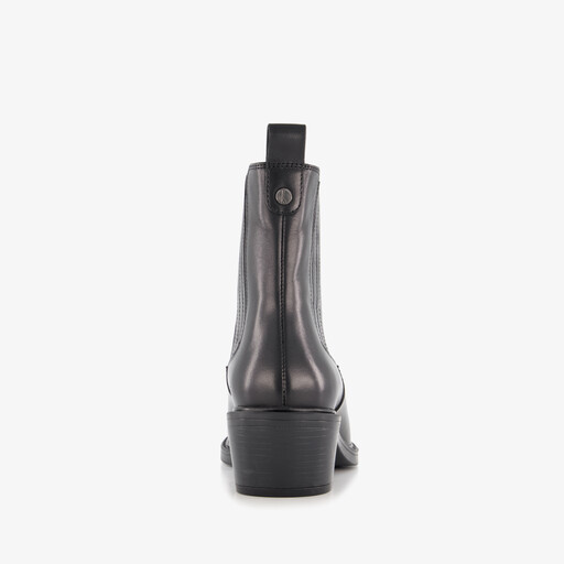 Leren dames Chelsea boots met hak zwart