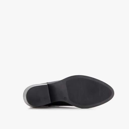 Leren dames Chelsea boots met hak zwart